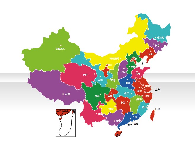 中国地图，世界地图，省份可以调色PPT模板